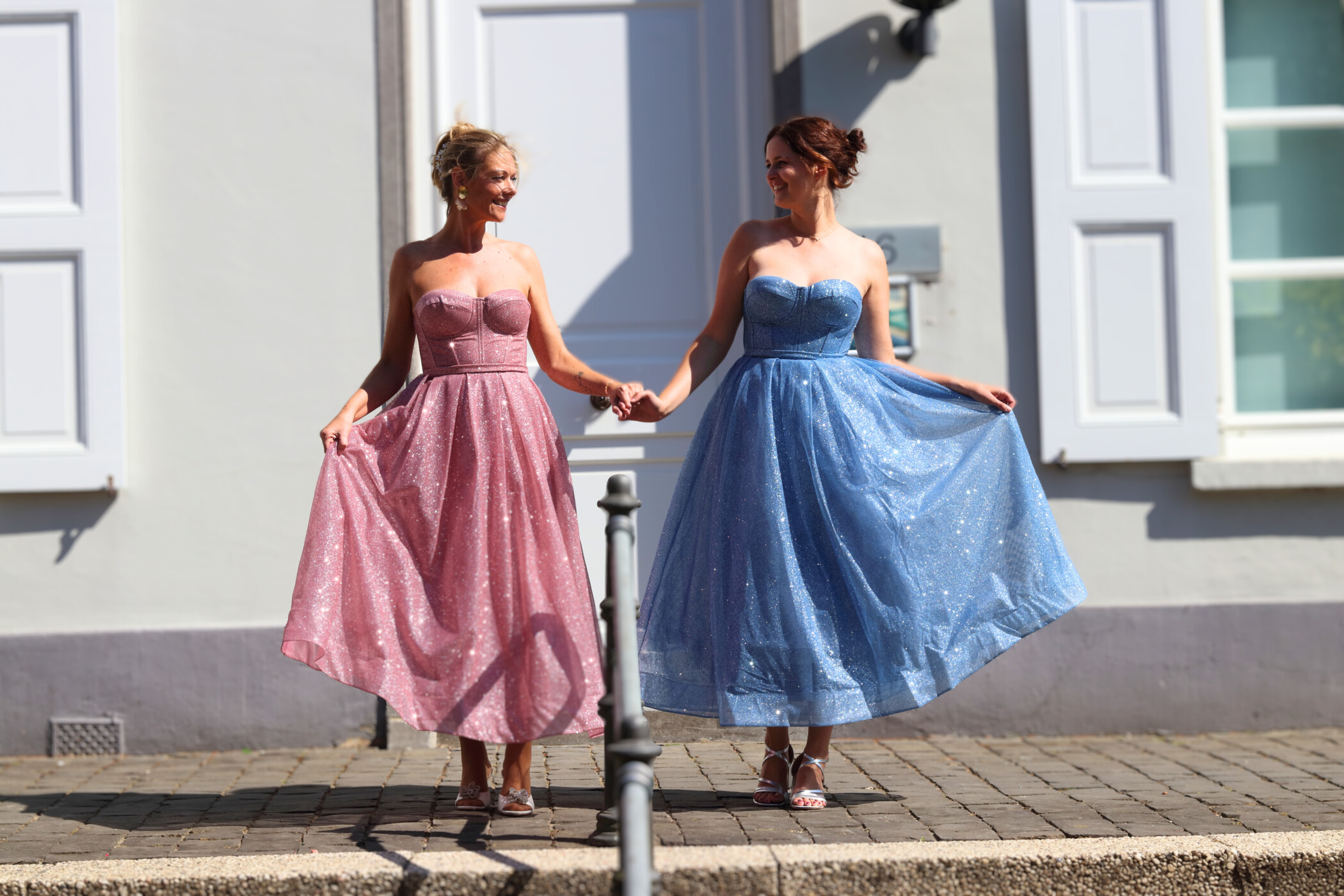 roze en blauwe cocktailjurk cinderella